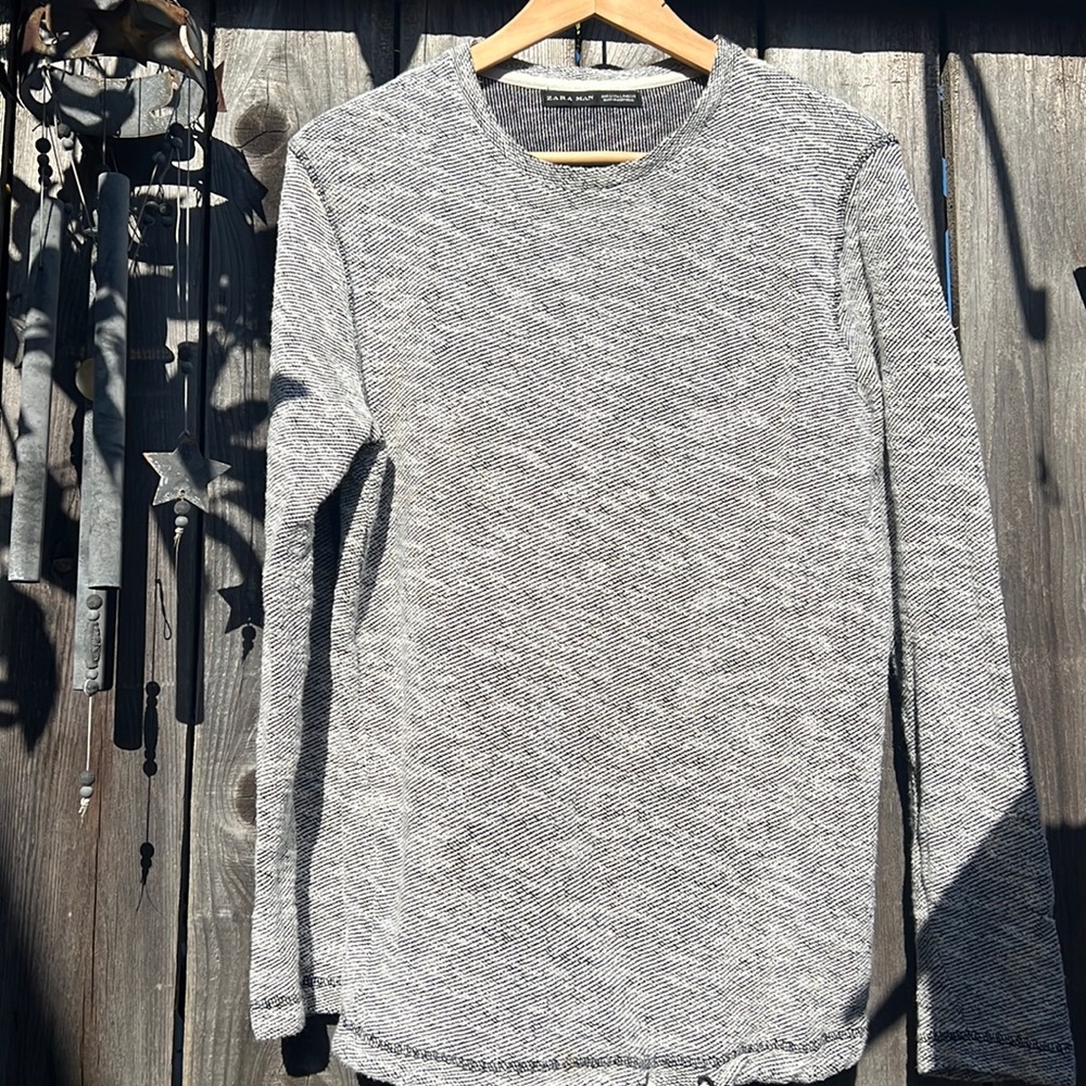 Zara mens sweater knit with drawstring detail large